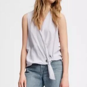 Rag & Bone Felix Sleeveless Popover Top Lilac Light Purple Tie Front Silk Size M